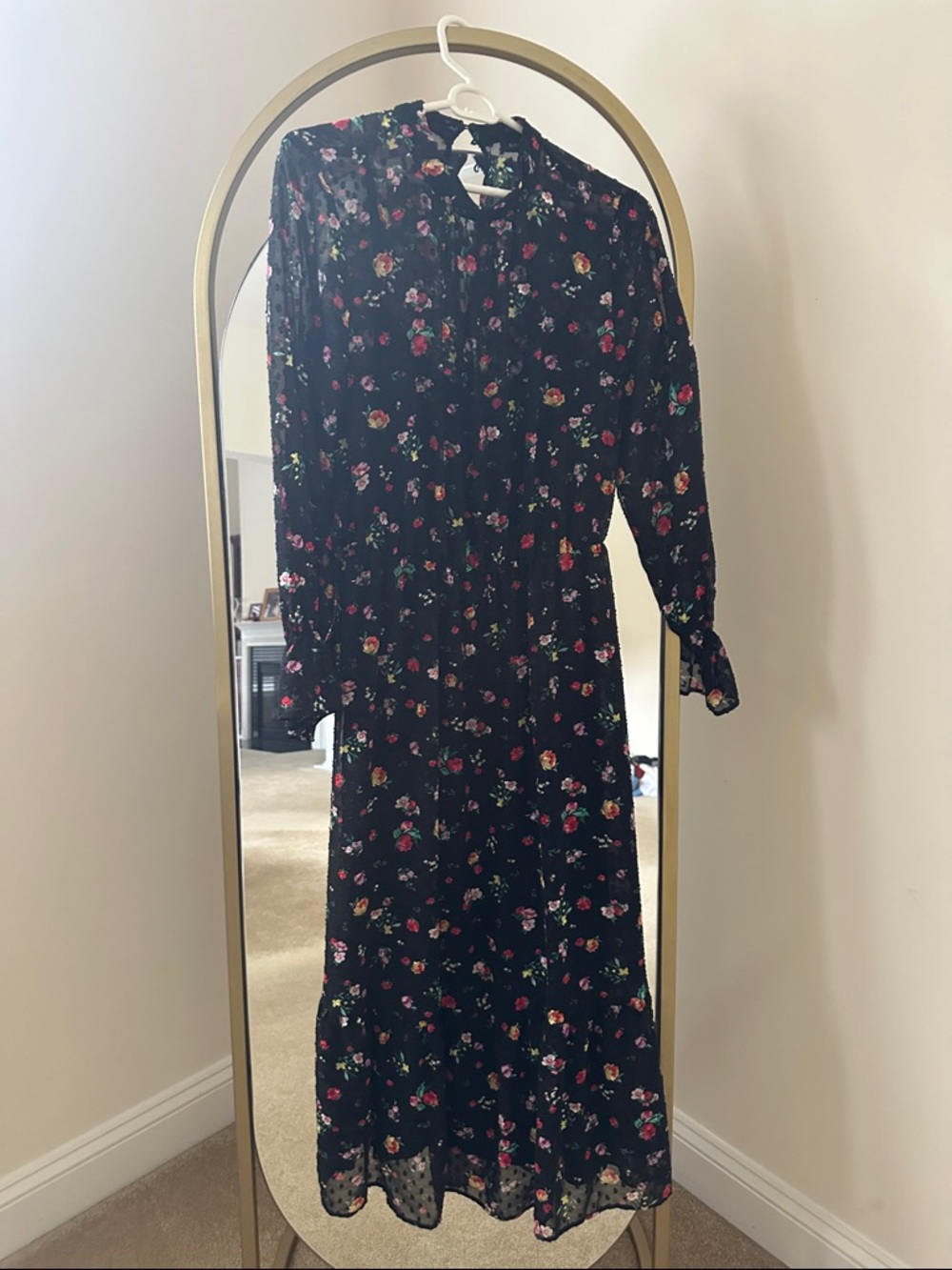 Floral Long Sleeve Black Maxi Dress. Never worn! - Picture 1 of 5